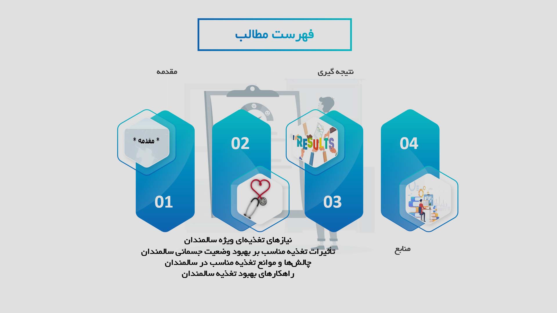 پاورپوینت تأثیرات تغذیه مناسب بر بهبود سالمندان